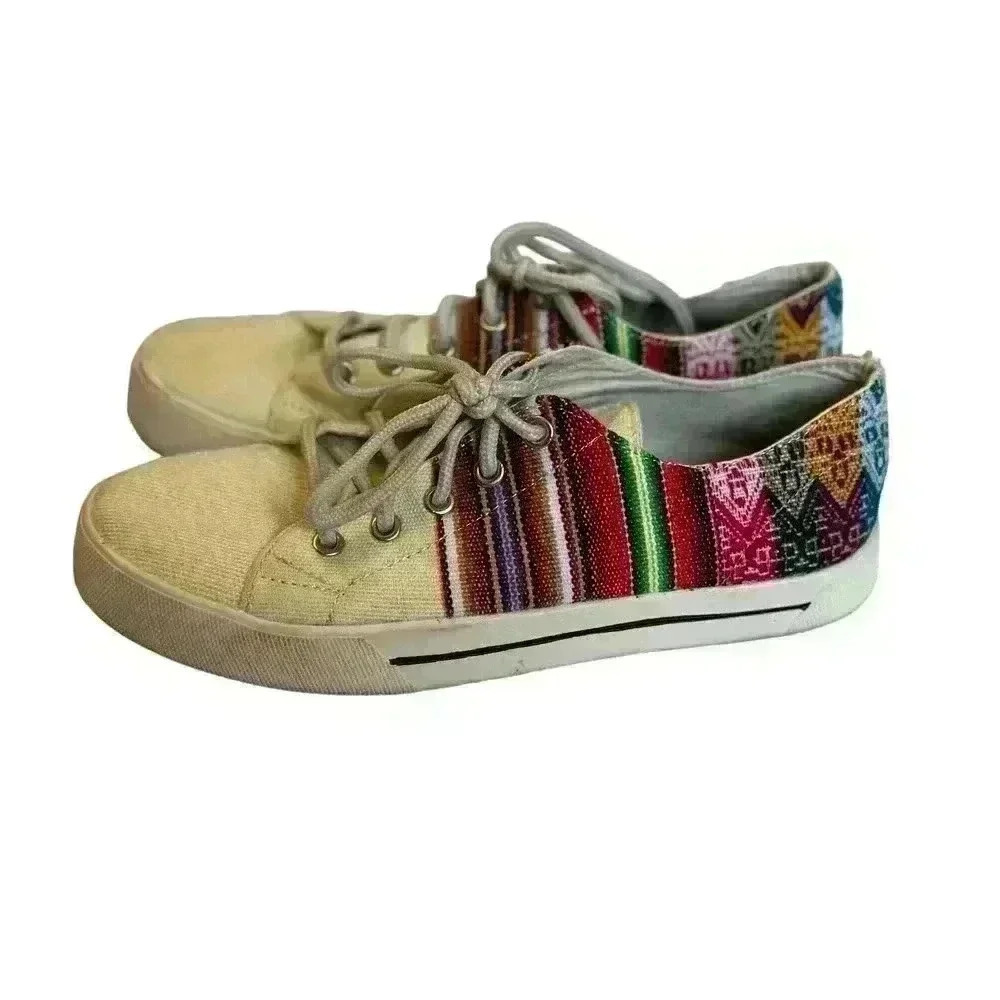 Paxx Shoes Handmade in Peru Alpaca Wool Linen Aztec South American Style Size 6